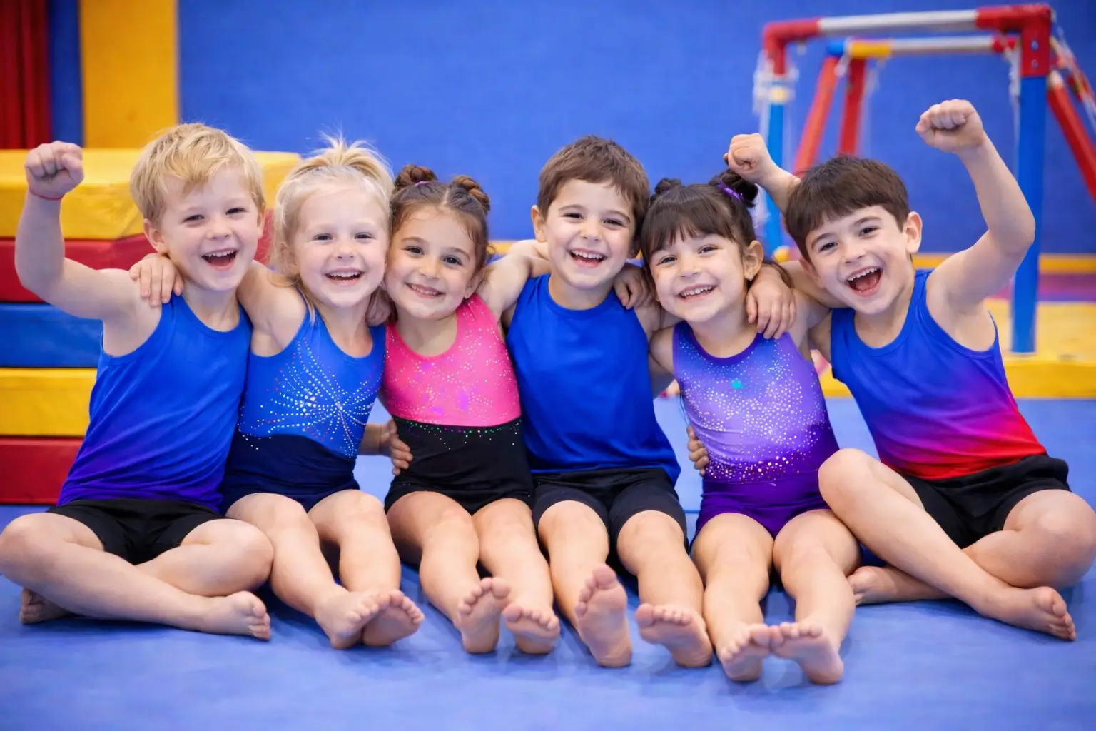 Glückliche Kinder beim Turnen im Lunexi Kids Club Köln